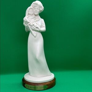 Maryetta Statue A Mother's Love Porcelain Figurine Solid Walnut Base w/Name 10”